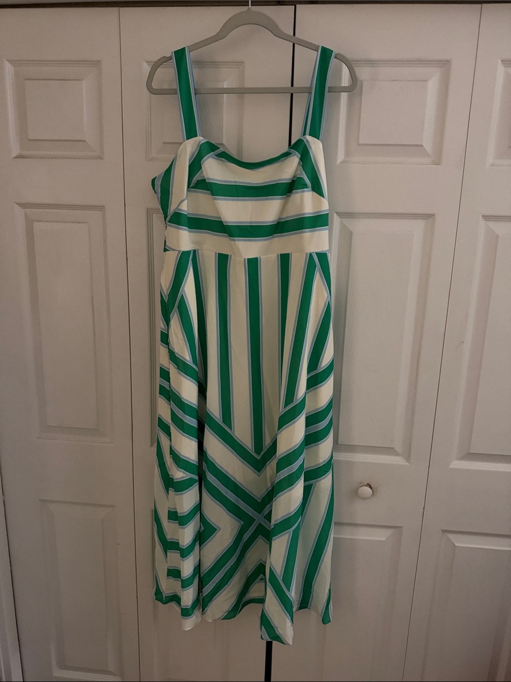 Eliza J Green and White Striped Maxi Dress